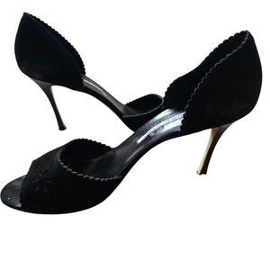 Vintage Manolo Blahnik Black Suede d'Orsay Heels – Size 41 (US 10.5)
